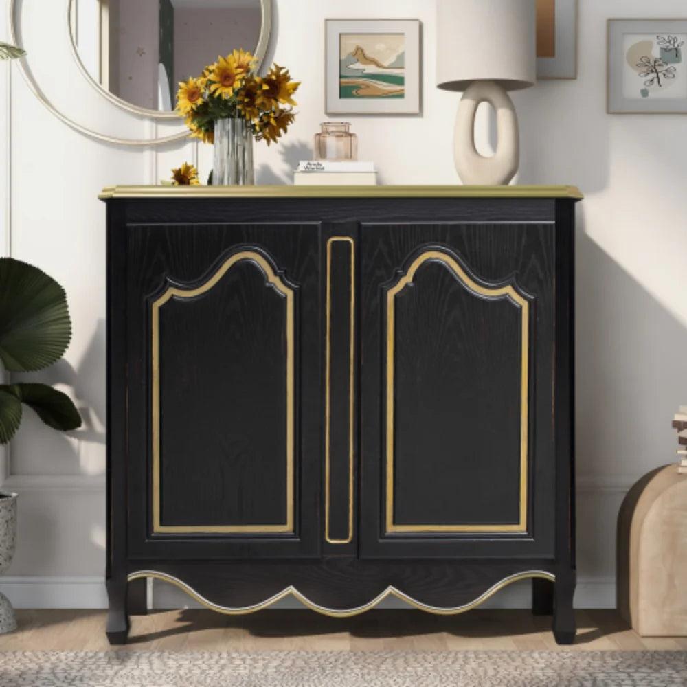 Black Storage Cabinet with 2 Doors W198