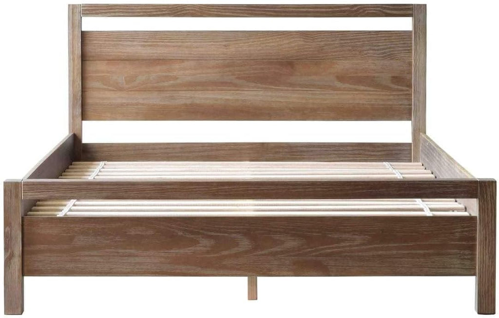 Queen Size Solid Wood Platform Bed Brushed White W25579