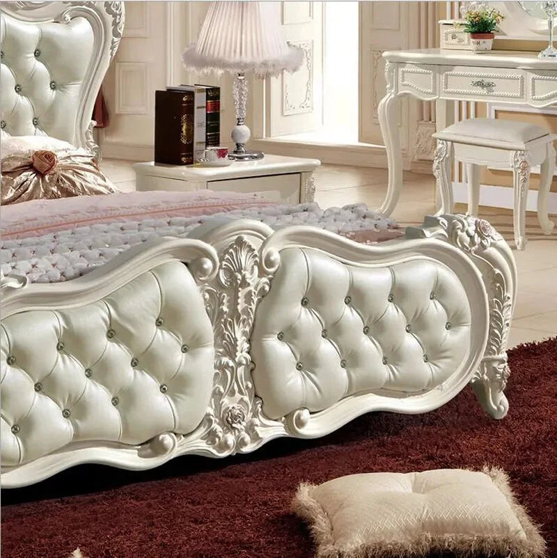 Solid Wood Leather Bed P89894