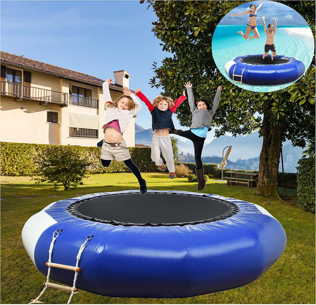 Inflatable Round Water Trampoline with Electric Inflator and 4-Step Ladder I792