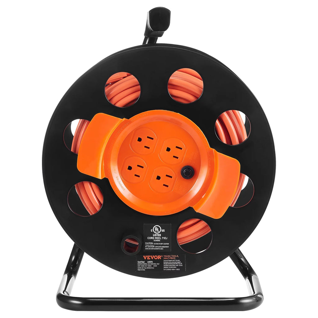 100FT 4 Outlets 12AWG Extension Cord Reel A828
