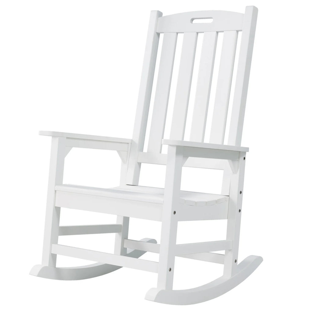 White Poly Lumber Rocking Chair with High Back D23554
