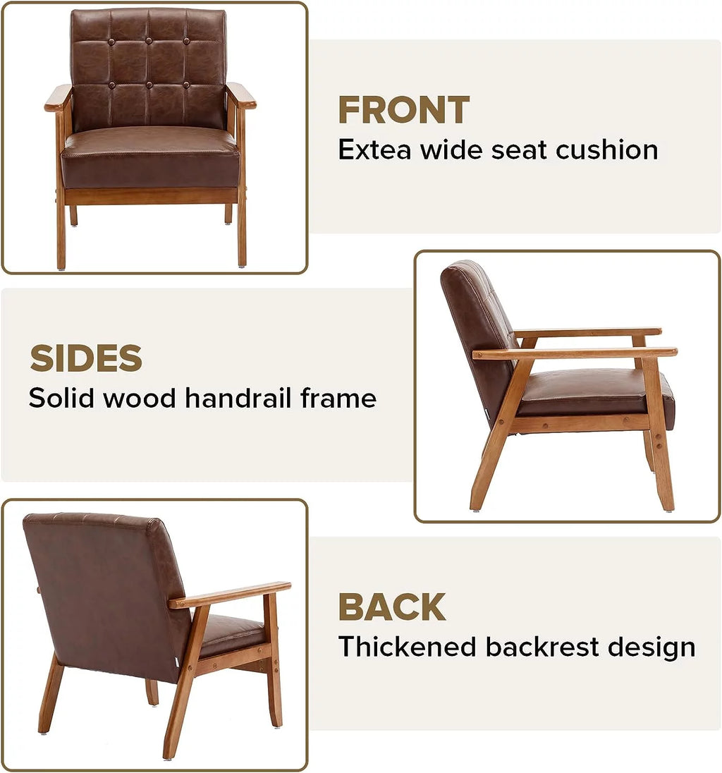Set of 2 Brown PU Leather Accent Chairs N1495