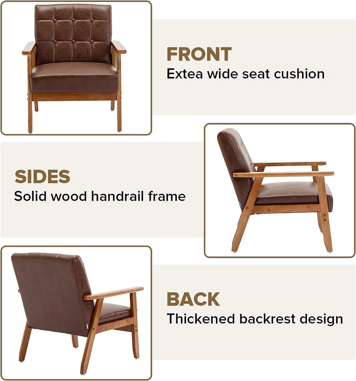Set of 2 Brown PU Leather Accent Chairs N1495