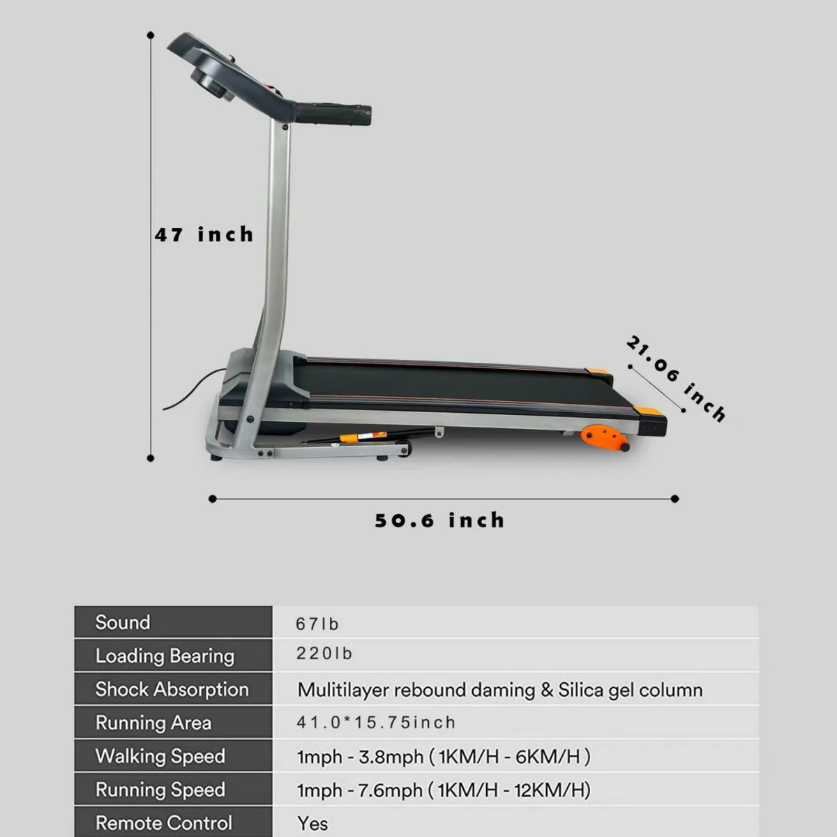 Folding Treadmill with Adjustable Incline N131687