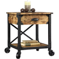 Rustic Country End Table Weathered Pine Finish W852428