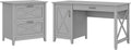 54W Cape Cod Gray Computer Desk with Storage and 2 Drawer File Cabinet G328