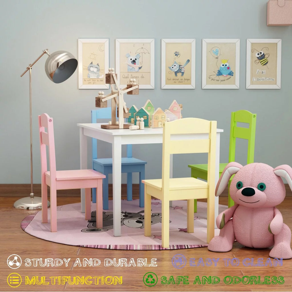 5 Piece Kids Wood Table Chair Set H345861