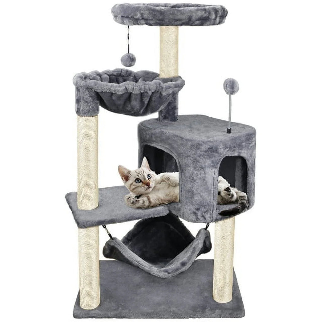 39.37" Cat Tree Cat Tower with Condo and Hammock V68115