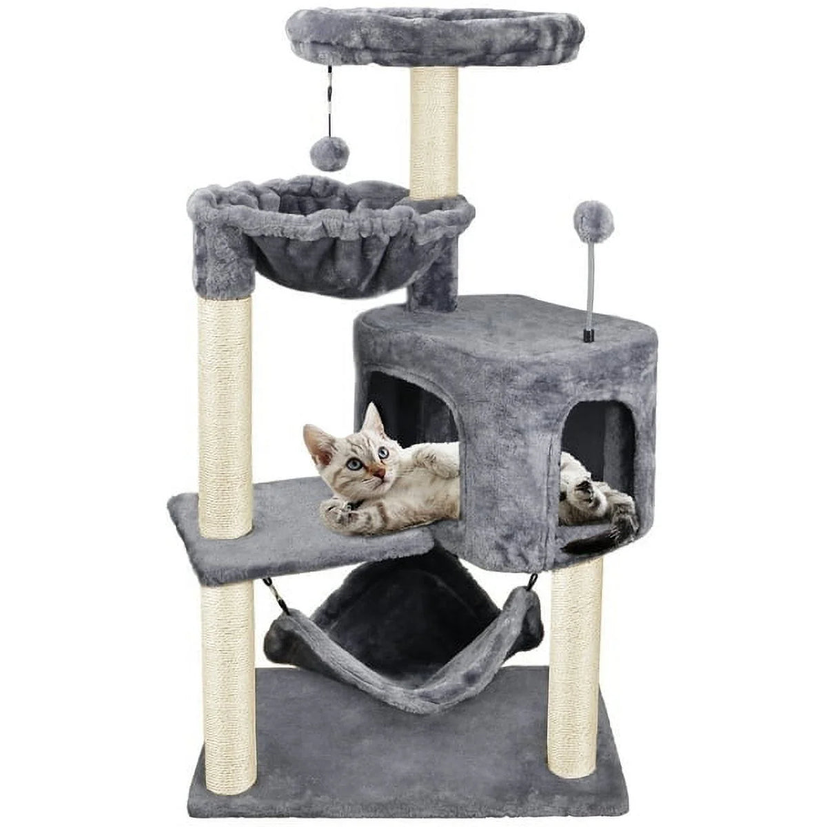 39.37" Cat Tree Cat Tower with Condo and Hammock V68115