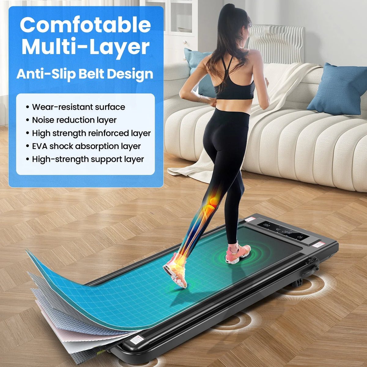 Folding Treadmill 300 Weight Capacity with Remote Control T7980