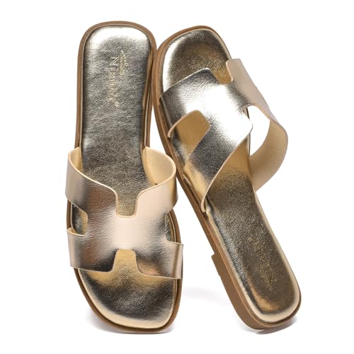 Microfiber Leather Comfort Foam Slip On Flat Sandals L32057
