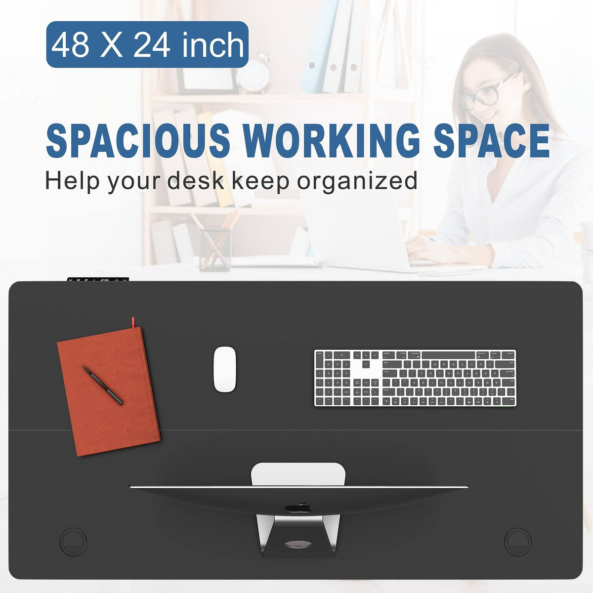 Black 48 x 24 Height Adjustable Electric Standing Desk Y7352