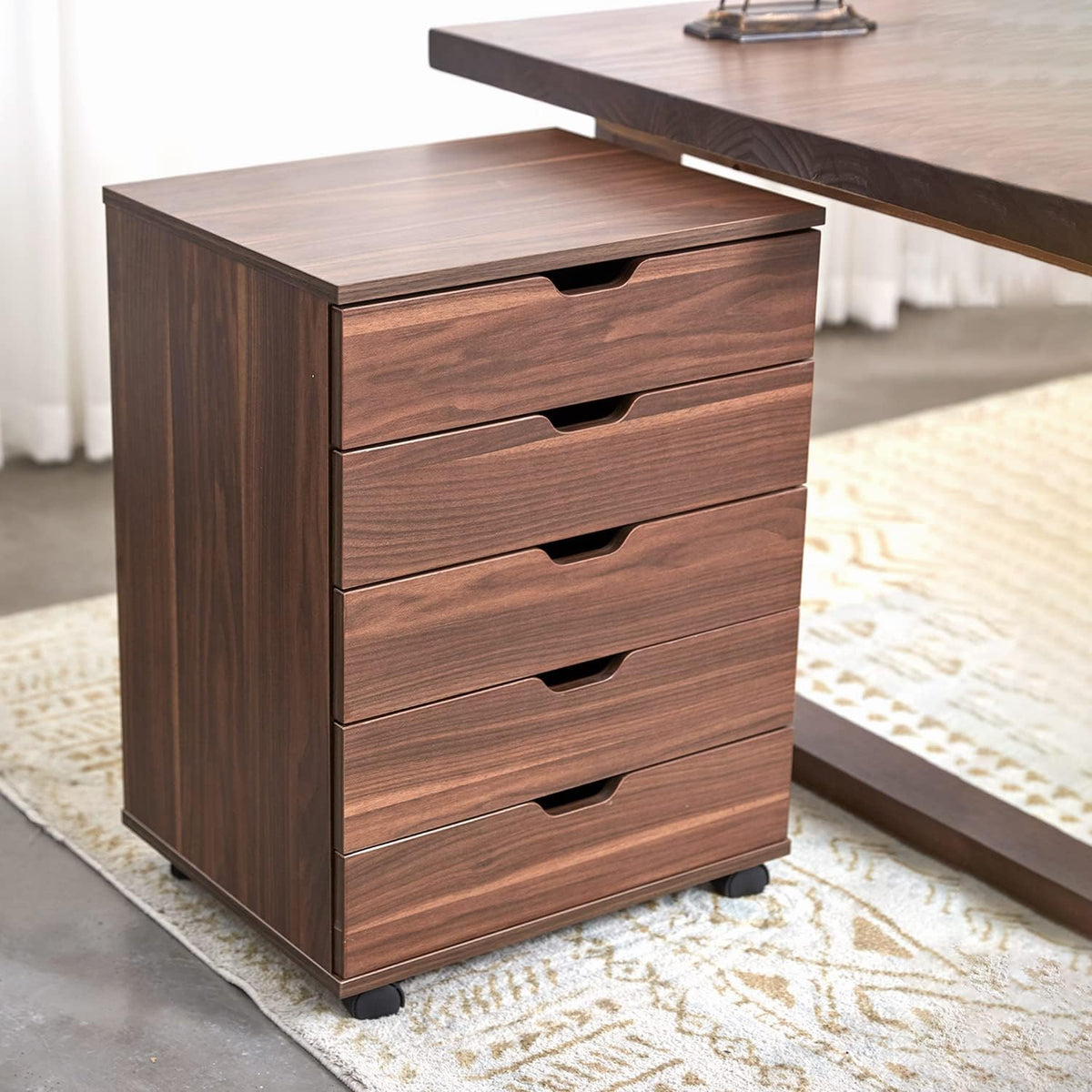 White 5 Drawer File Cabinet with Casters G842173
