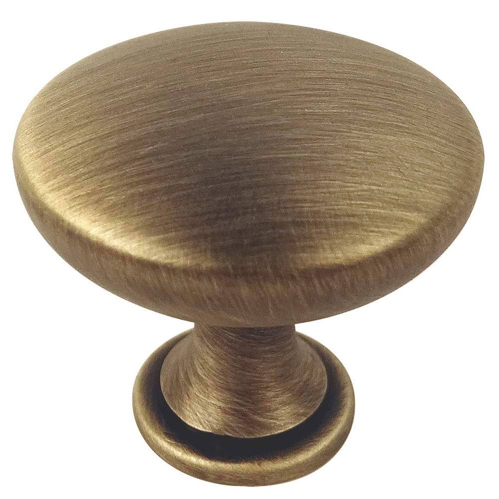 Brushed Antique Brass Round Knob 50 Pack U38277