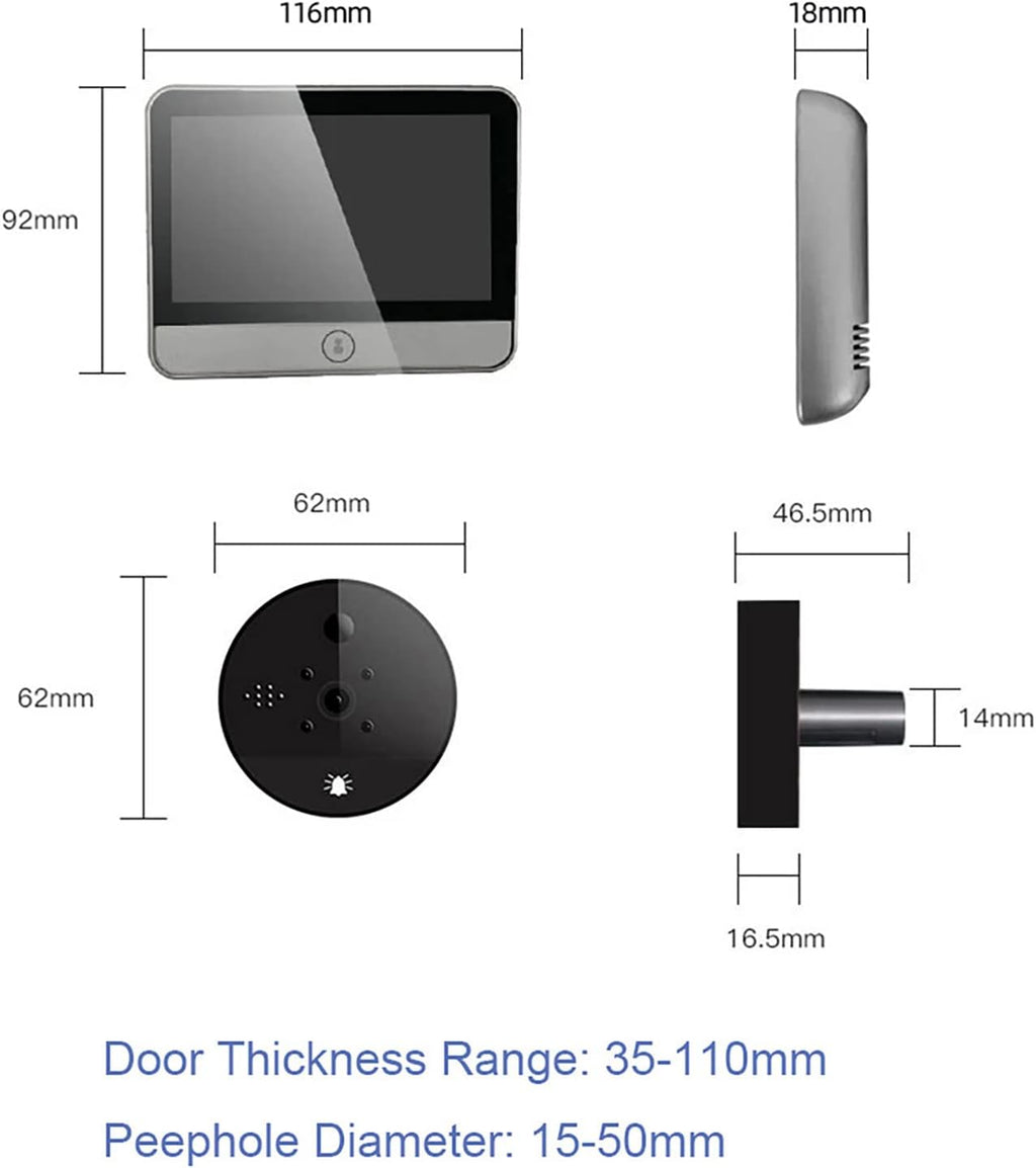 Digital Peephole Door Viewer WiFi Doorbell Camera 1080P Video Intercom 4.3 inch Monitor X677734