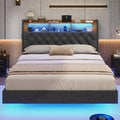 Full Size Floating Bed Frame with Charging Station and LED Lights C83682