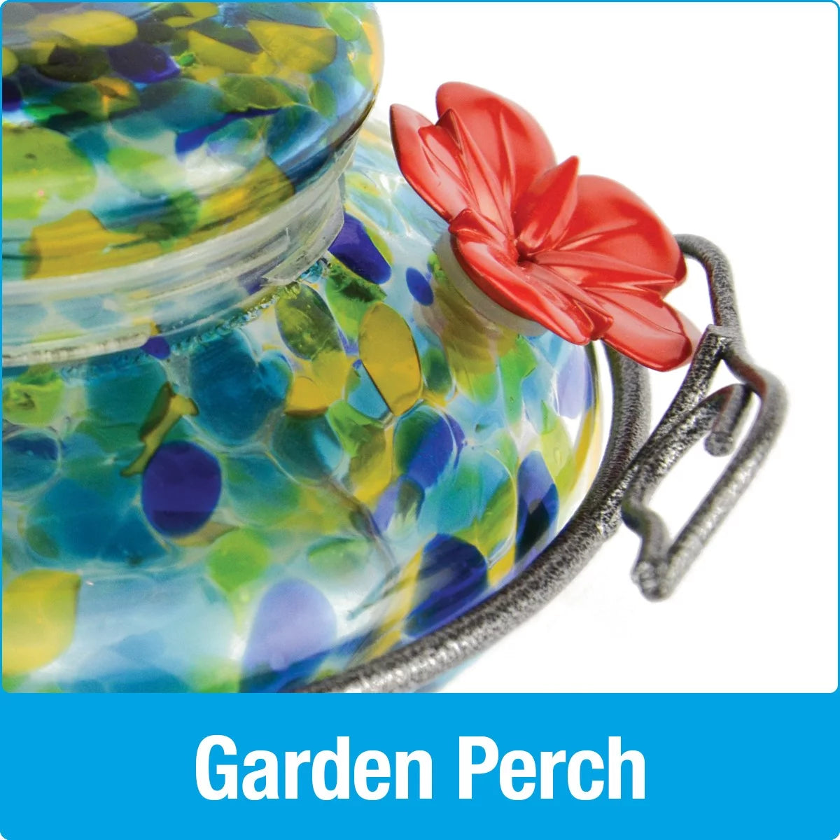 Artisan Glass Solar-Powered Hummingbird Feeder 16 oz V878