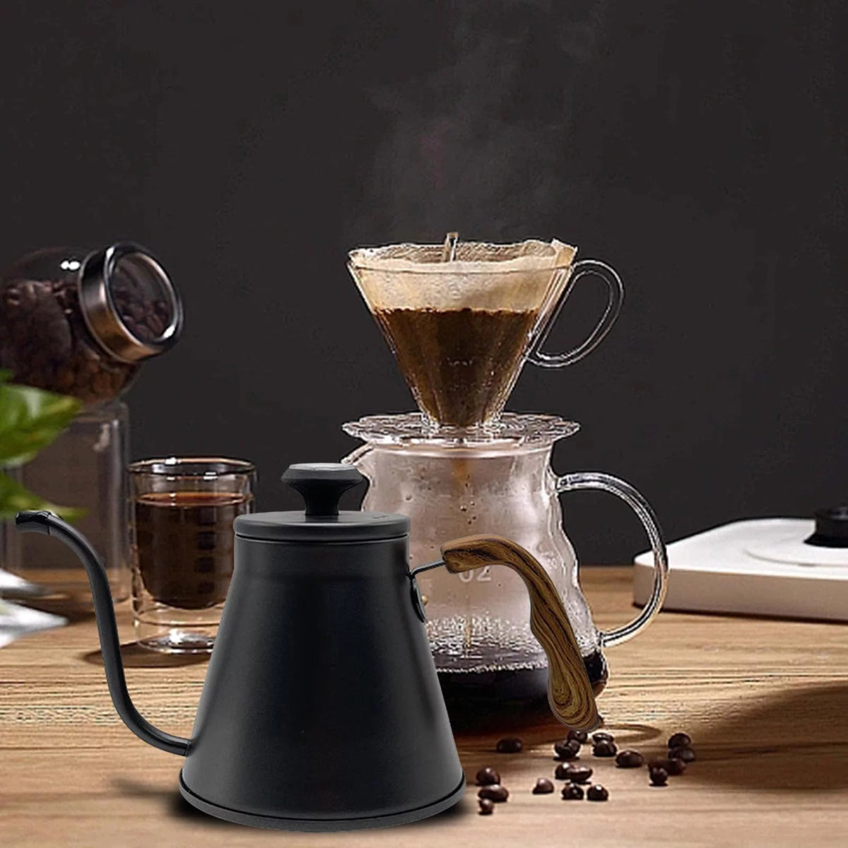 1000ml Black Gooseneck Pour over Drip Pot K369433