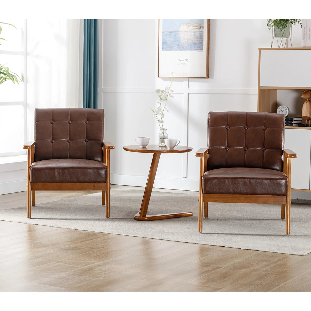 Set of 2 Brown PU Leather Accent Chairs N1495