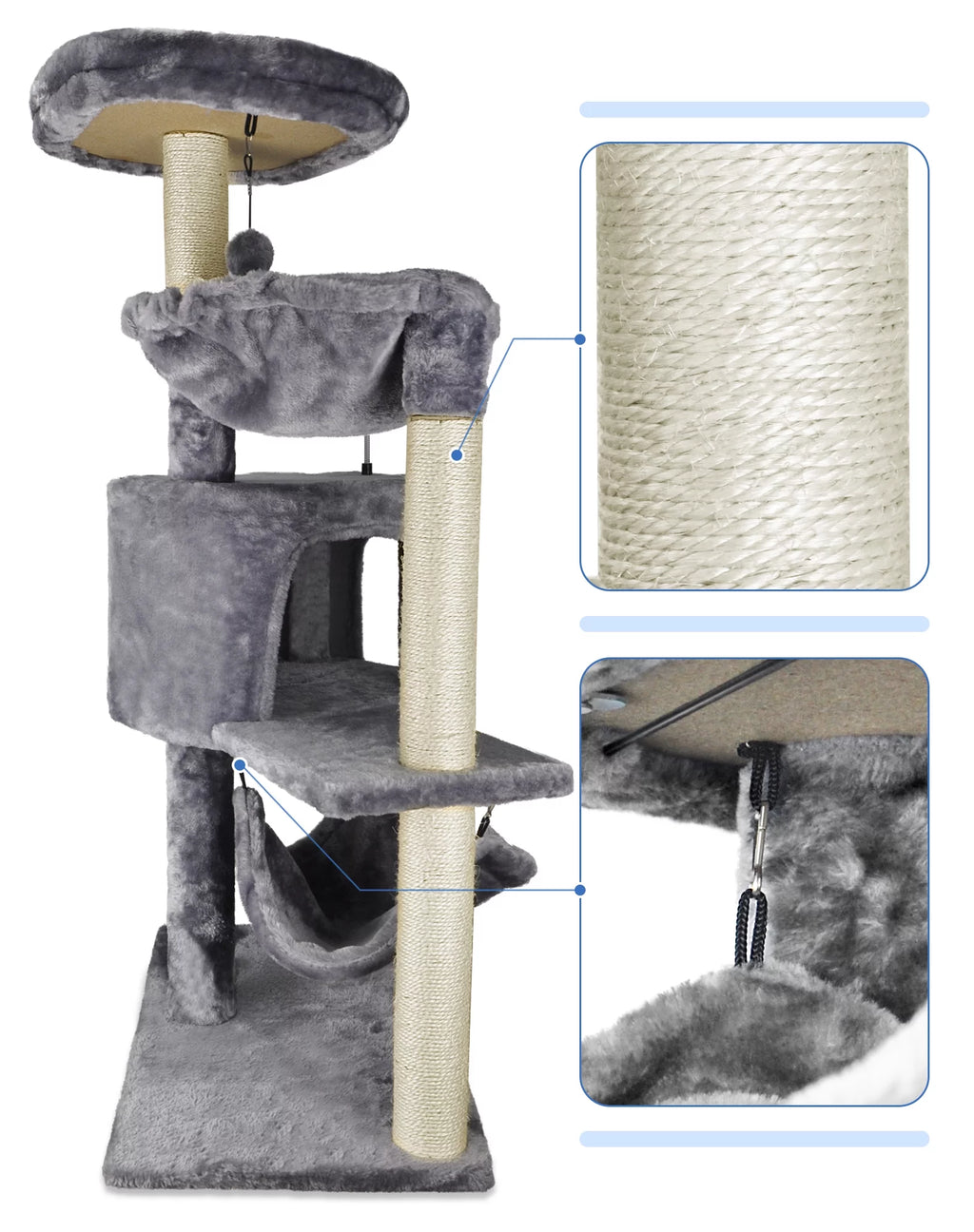 39.37" Cat Tree Cat Tower with Condo and Hammock V68115