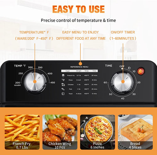 10 Quart Black Air Fryer Toaster Oven Q51495