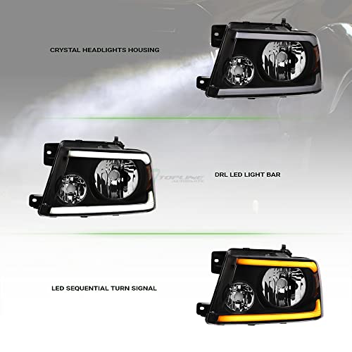 Sequential LED Strip Bar Black Housing Headlights With Amber Reflector P927