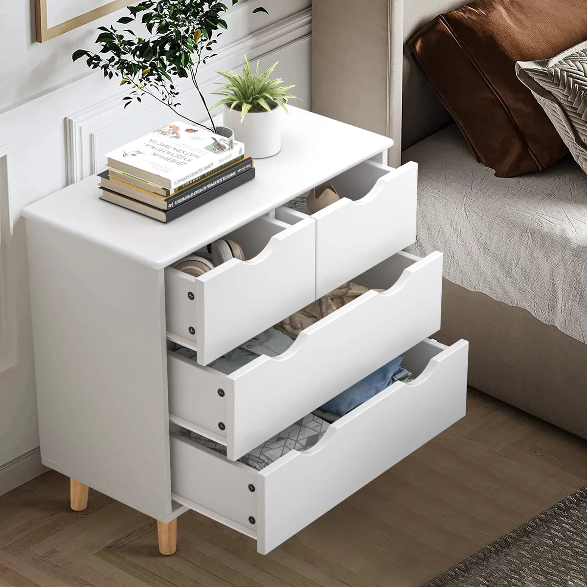 White 6 Drawer Wood Dresser Y2234