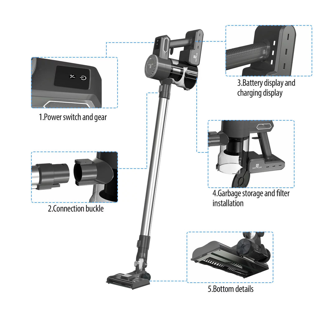 Cordless Vacuum Cleaner, 22Kpa Stick Vacuum Z427