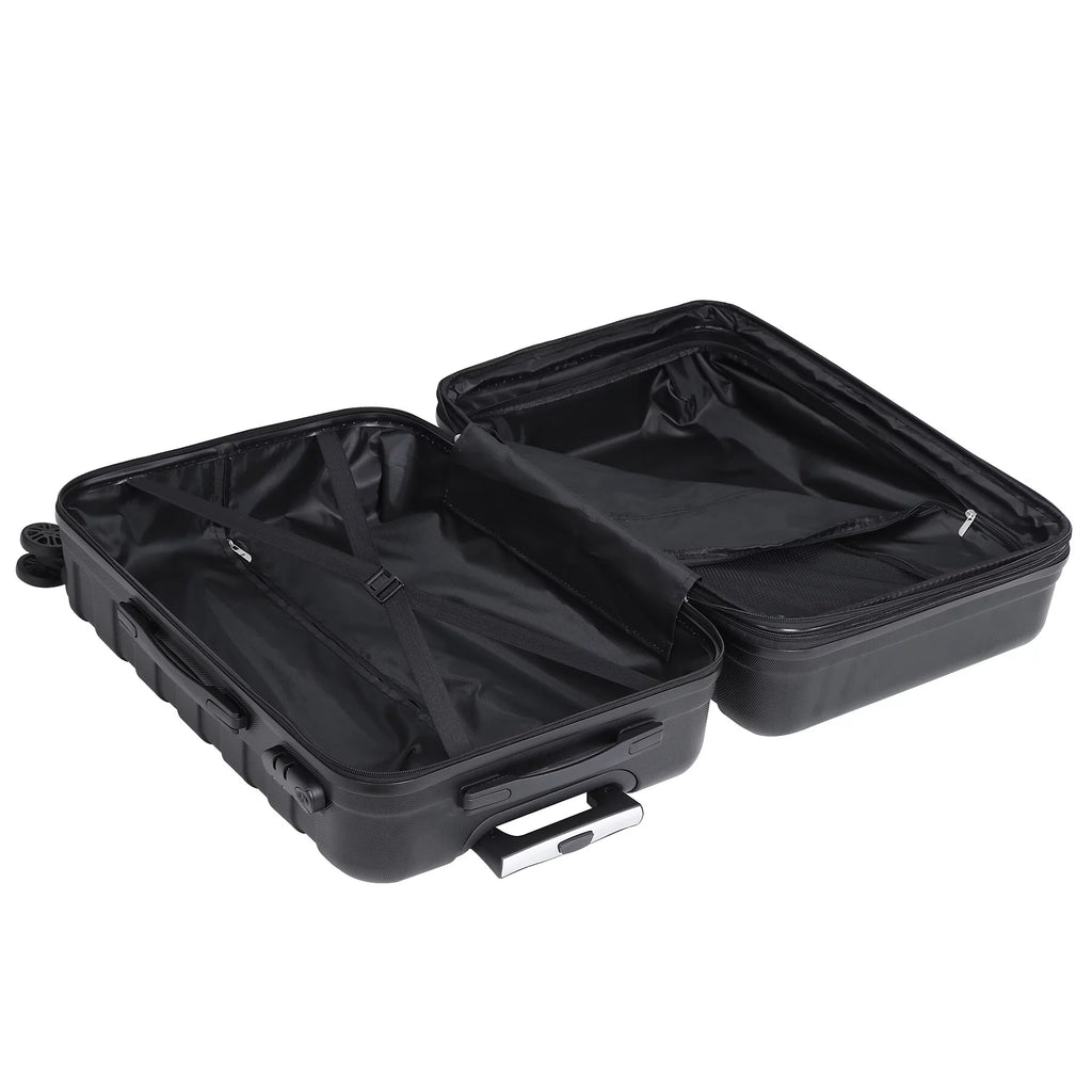 3pcs Black Spinner Luggage Suitcase Set L485556