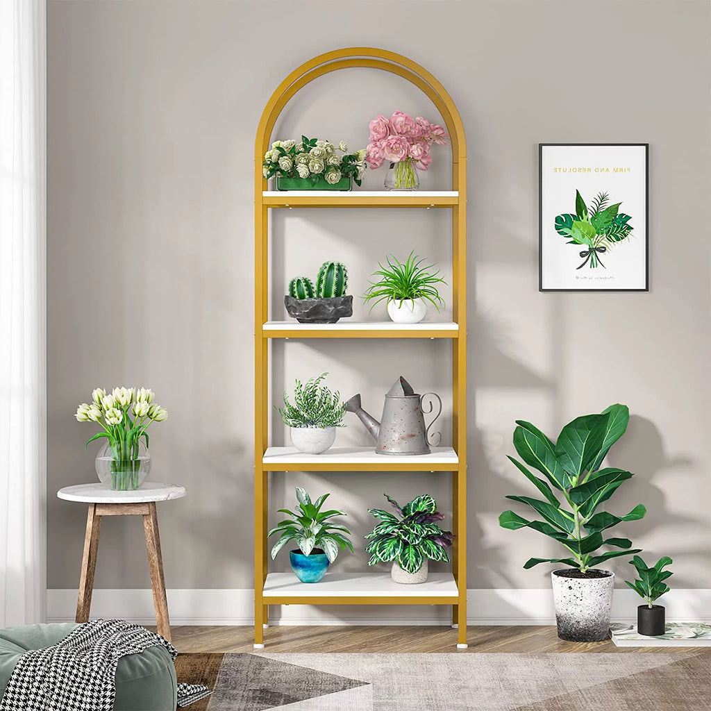 4-Tier 70.8" Arched Bookshelf with Metal Frame Q609321