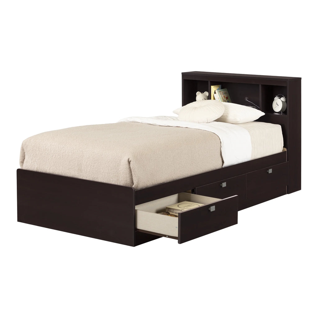 Twin 3 Drawer Storage Bed with Bookcase Headboard C437243