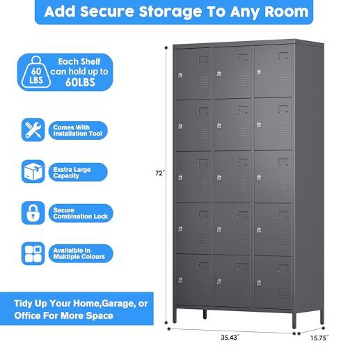 6 Doors Dark Grey Metal Lockers with Lock Z431850