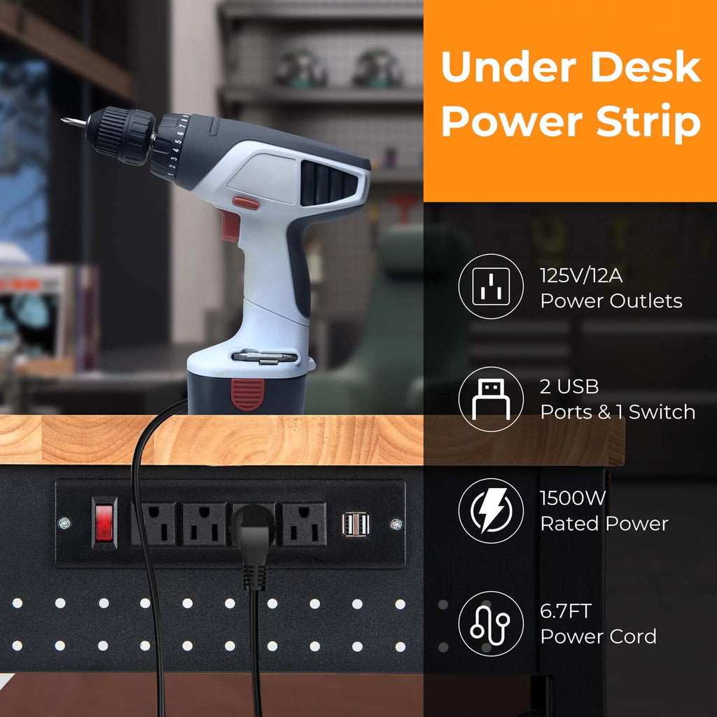 Adjustable Height Workbench with Power Outlets X96807