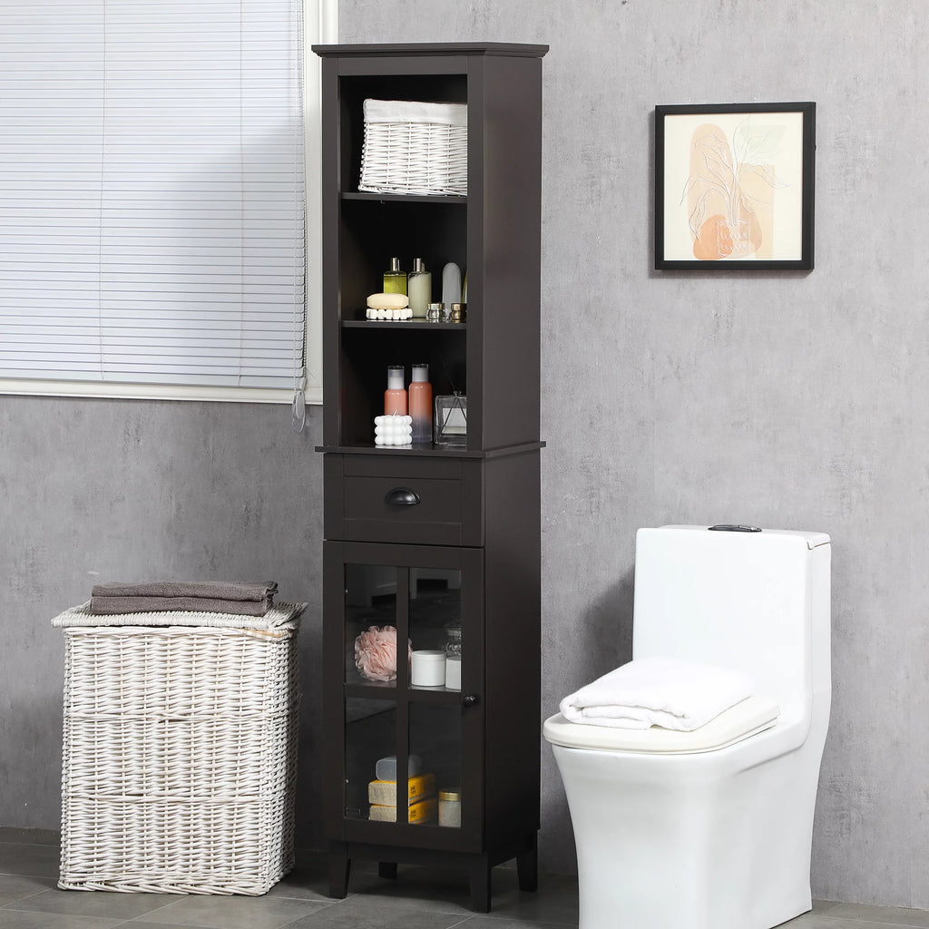Slim Bathroom Storage Cabinet with Door & Shelves H71819