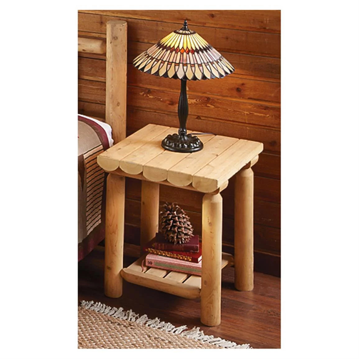 Cedar Log Side Table Nightstand Z4723