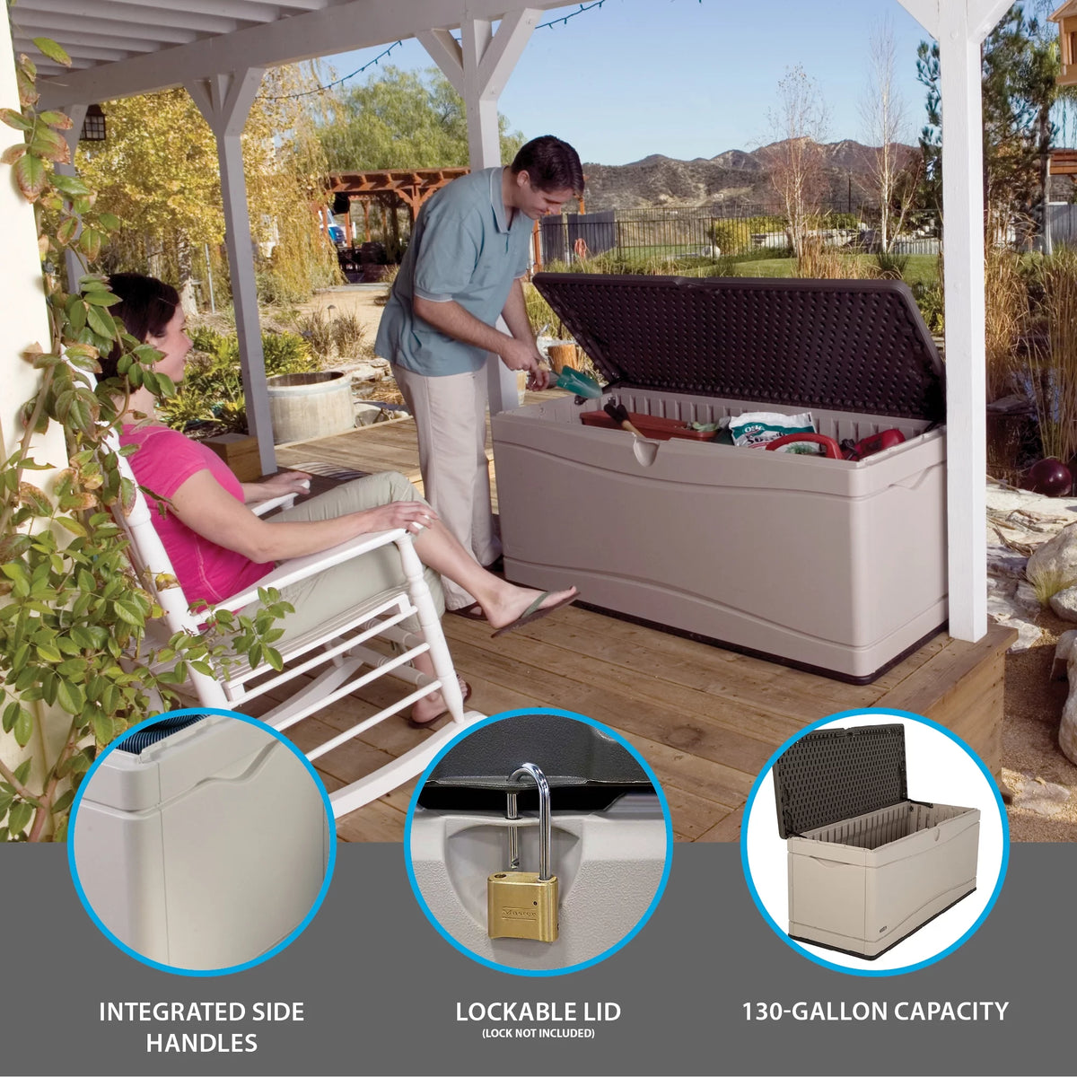 Heavy-Duty 130 Gallon Plastic Deck Box U257