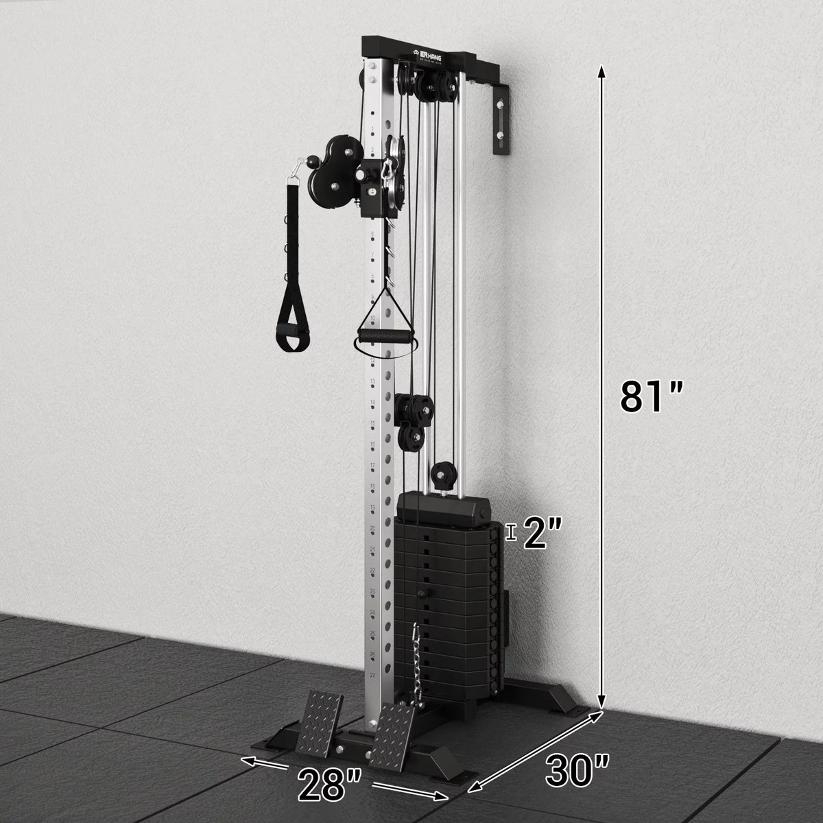 Wall Mount Cable Crossover Machine with 200LBS Weight Stack L516435