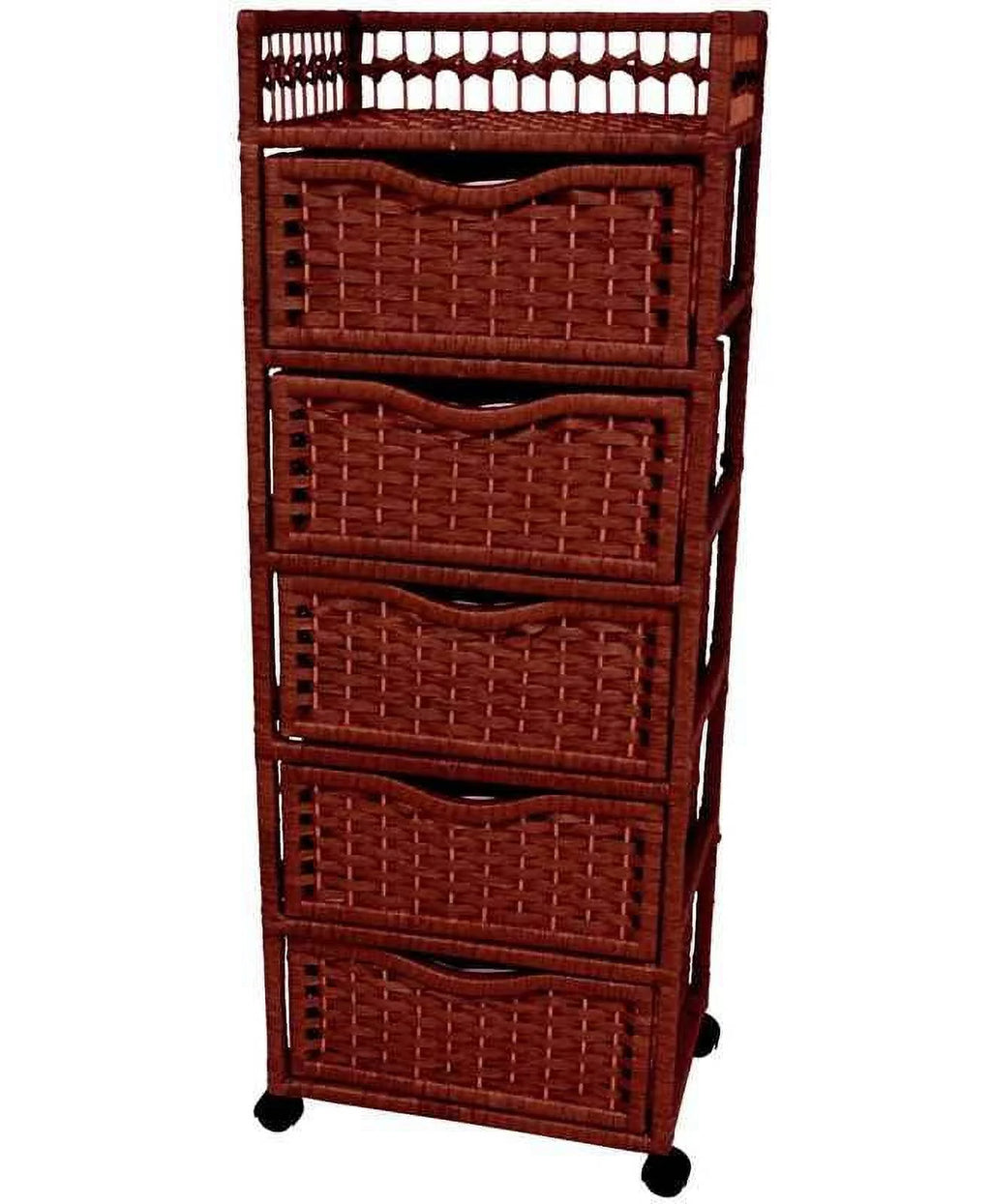 46" Natural Fiber Chest of Drawers on Wheels R8510