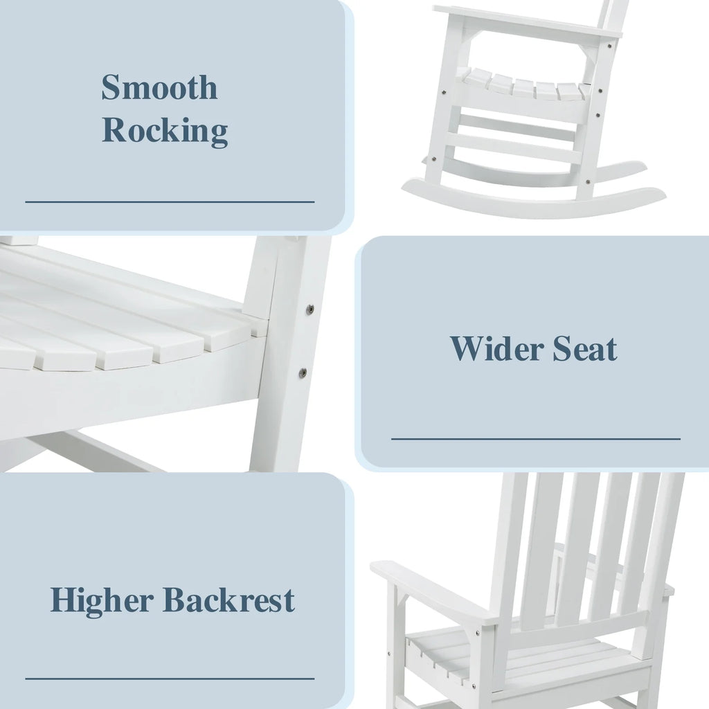 White Poly Lumber Rocking Chair with High Back D23554