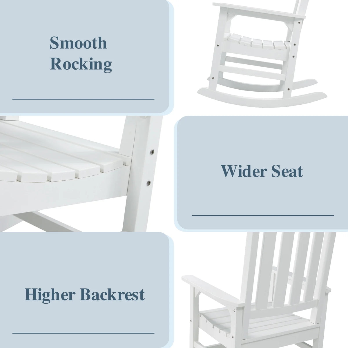 White Poly Lumber Rocking Chair with High Back D23554
