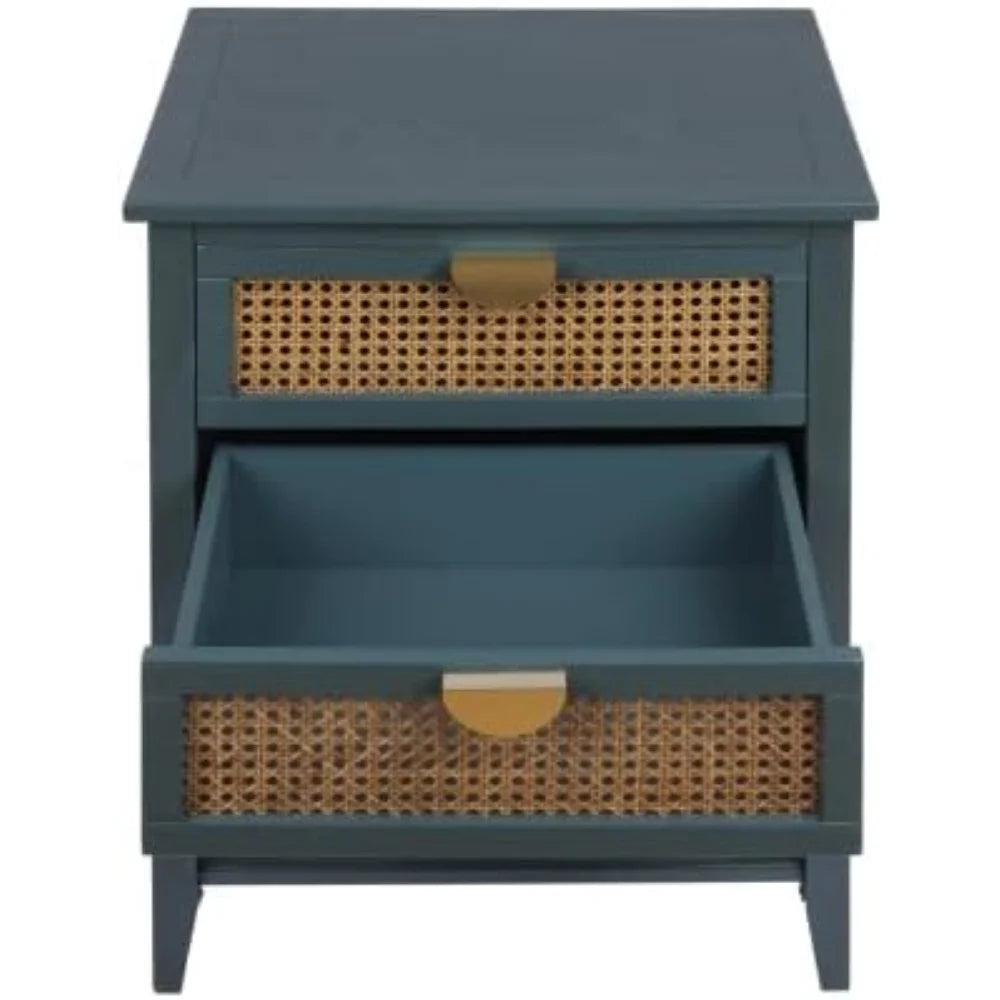 Natural Rattan 2 Drawer Side Table J321