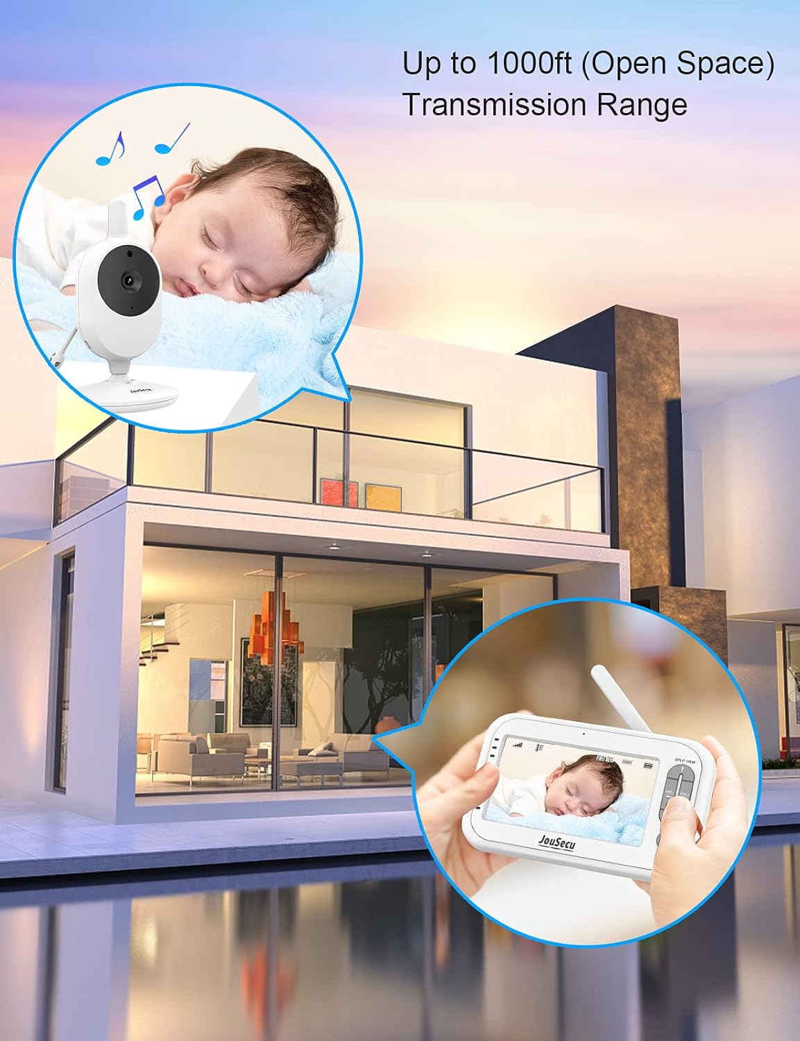 Baby Monitor with Camera and Audio 4.3 Inches LCD Split Screen P943