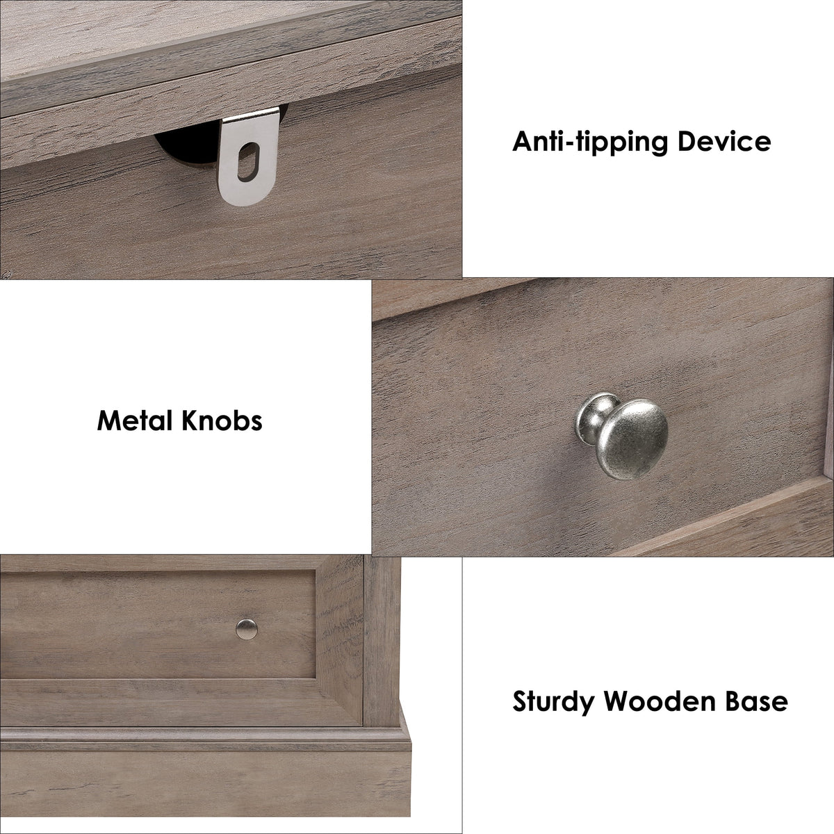 White 6 Drawer Double Dresser A412
