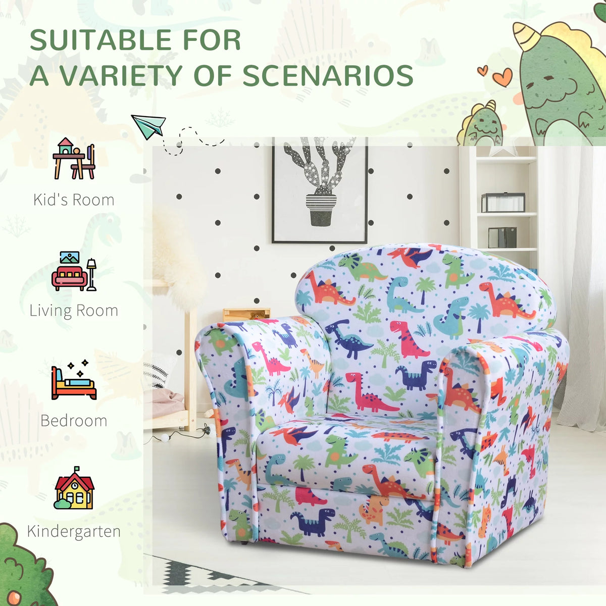 Kid's Sofa Armchair with Dinosaur Design B84019