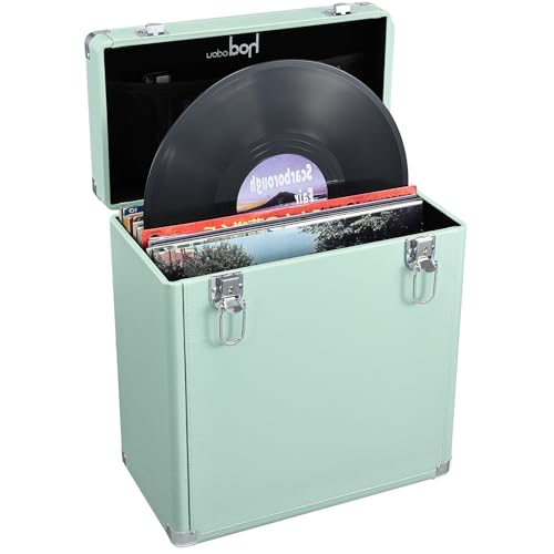 Vinyl Record Storage Box with Lock 12-inch Water Resistant Collapsible Storage Crate with Lid Y678