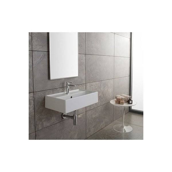 White Rectangular Ceramic Wall Mounted Vessel Sink U98168