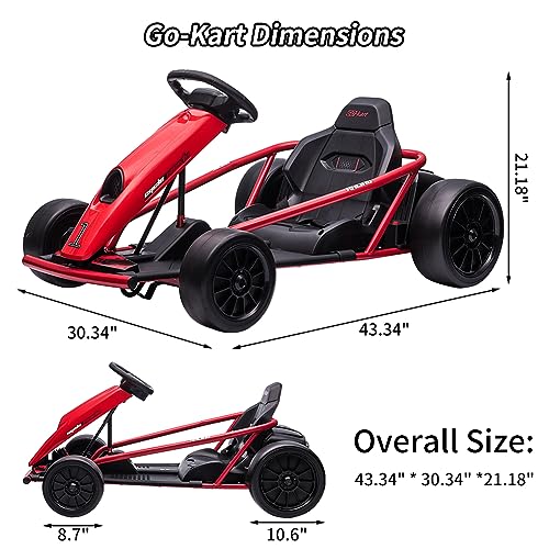 24V Kids Go Kart 300W*2 Motors 9Ah Battery 8.1MPH Ride On Toy P589736
