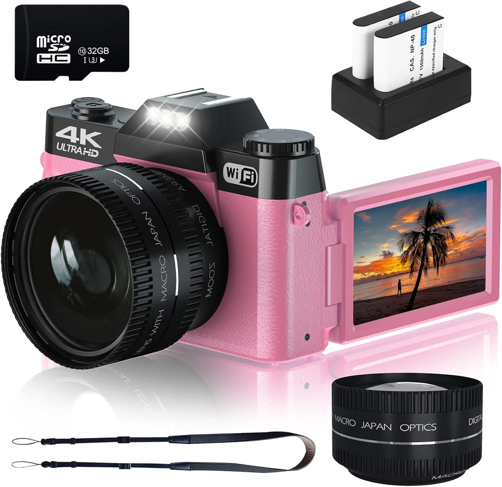 4K Digital Camera with WiFi, 16X Digital Zoom, 32GB SD Card U203