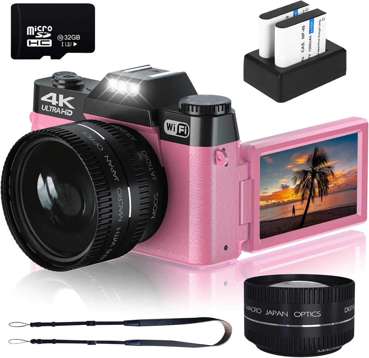 4K Digital Camera with WiFi, 16X Digital Zoom, 32GB SD Card U203